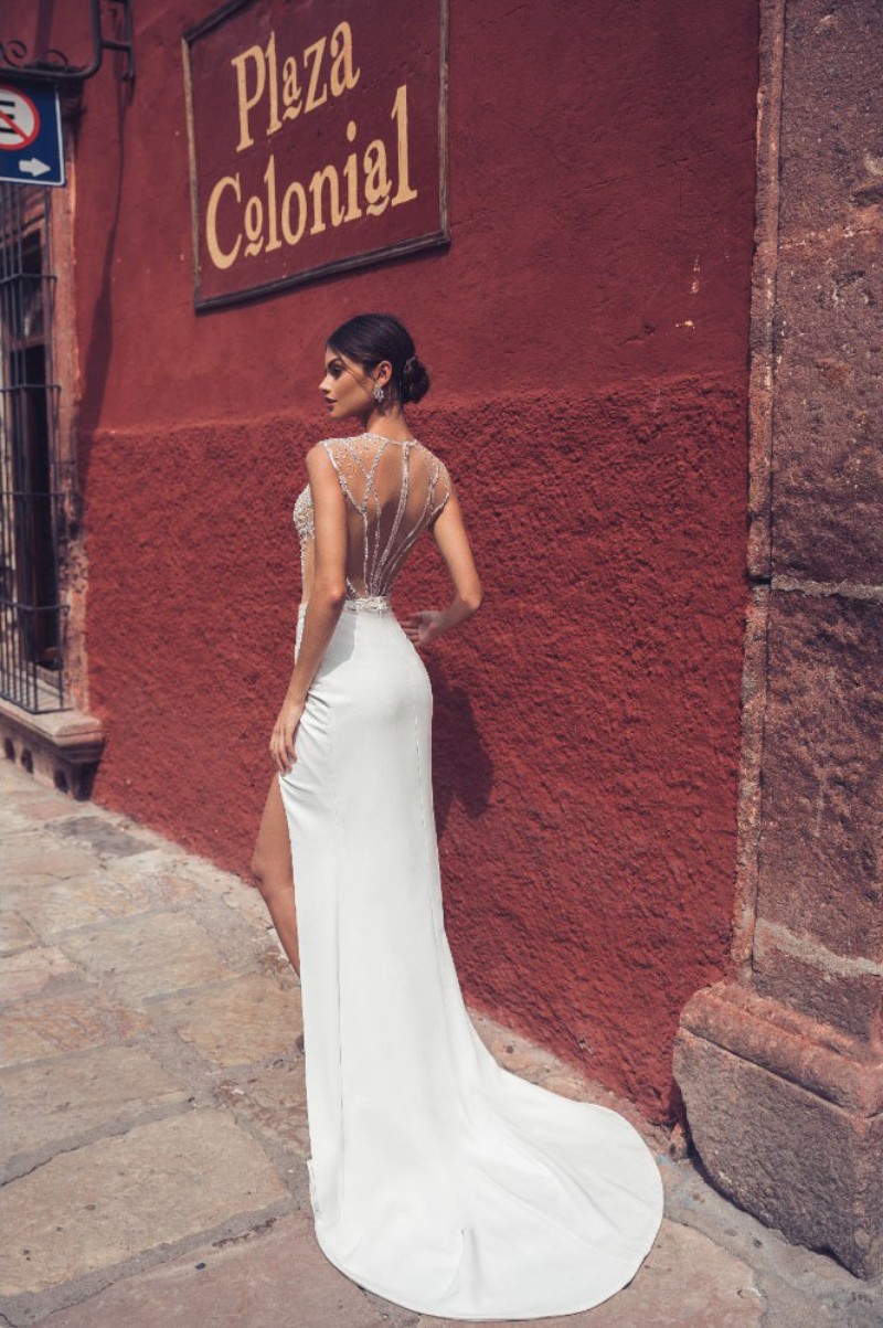 julie vino mermaid wedding dresses high side split satin beaded bridal gowns bohemian beach custom made wedding dress