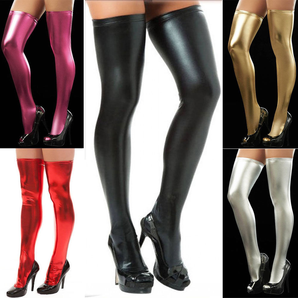 Women's Girls Wet Look Stylish Thigh High Tights Stockings Long PU Leather Stockings, Black
Women's Girls Wet Look Stylish Thigh High Tights Stockings Long PU Leather Stockings, Black
