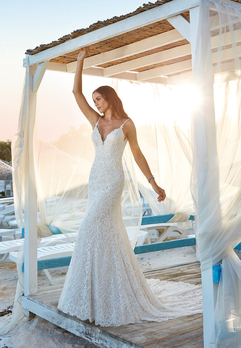 eddy k mermaid elegant wedding dresses spaghetti neck full lace trumpet bridal gowns country bohemian boho beach wedding dress