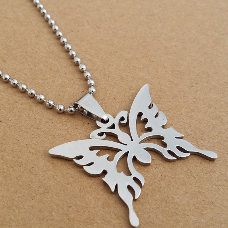 Lovely Beautiful Minimalist Hollow Butterfly Shape Pendant Necklace 316L Stainless Steel Pendants Jewelry Women/Men Necklace