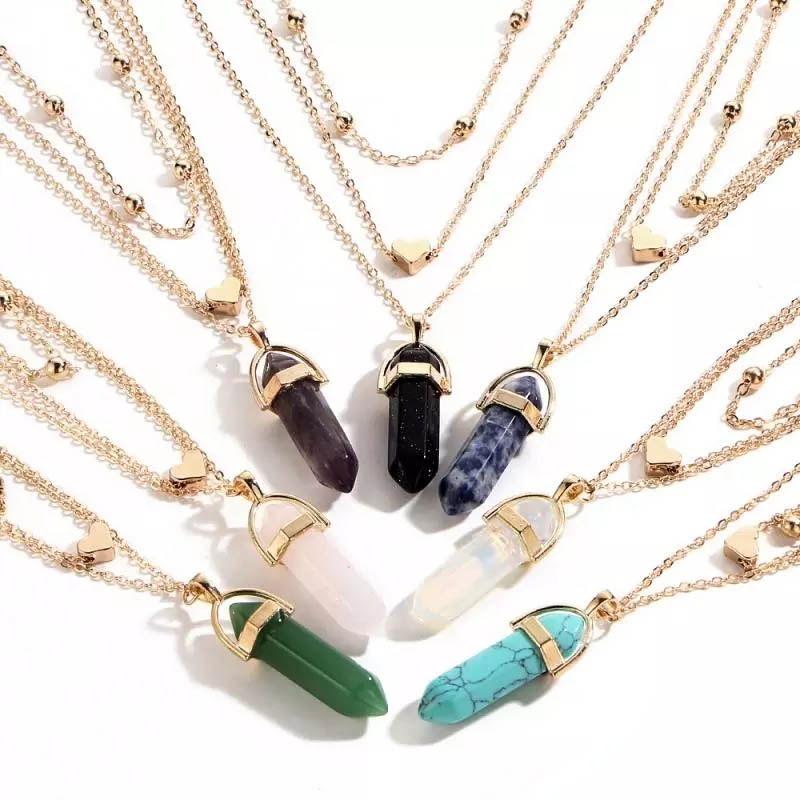 Multilayer Hexagonal Column Quartz Necklaces Prism Pile Pendants Vintage Natural Stone Bullet Crystal Necklace For Women Jewelry
Multilayer Hexagonal Column Quartz Necklaces Prism Pile Pendants Vintage Natural Stone Bullet Crystal Necklace For Women Jewelry