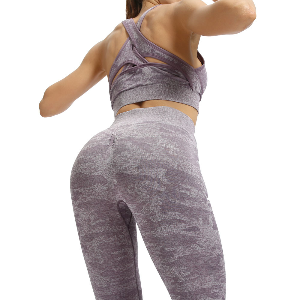2PCS Camouflage Camo Yoga Set Sports Wear For Women Gym Fitness Clothing Booty Yoga Leggings + Sport vest Bra GYM Sport Suit MX200329