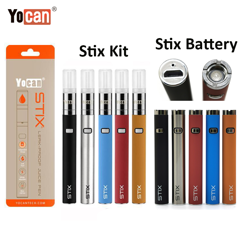 Authentic Yocan Stix Vape Pen Kits 320mAh VV Batteries Juice 0.6ml Cartridges Leak-proof Vaporizer & Yocan Stix Coils Stix Battery
Authentic Yocan Stix Vape Pen Kits 320mAh VV Batteries Juice 0.6ml Cartridges Leak-proof Vaporizer & Yocan Stix Coils Stix Battery