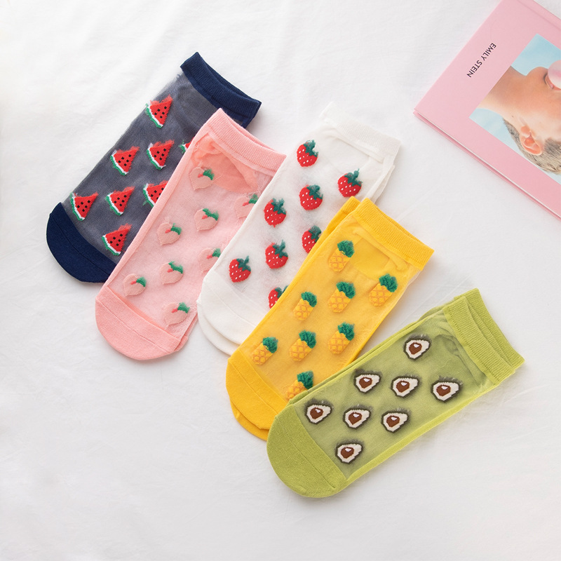 Fashion female socks spring and summer college wind net red glass silk crystal ladies thin section fruit cotton sock, Crystal silk fruit s
Fashion female socks spring and summer college wind net red glass silk crystal ladies thin section fruit cotton sock, Crystal silk fruit s