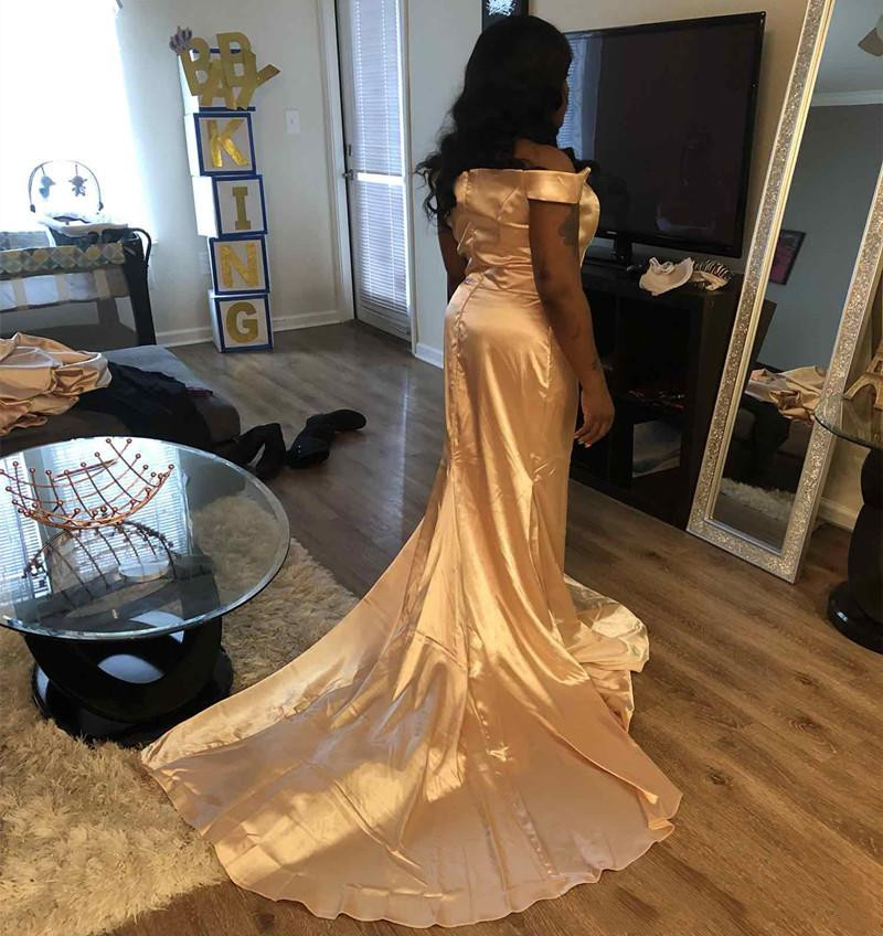 African Satin Mermaid Off Shoulder Bridesmaid Dresses Zipper Long Wedding Party Guest Dress Custom Made Dress