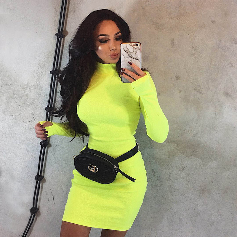 New Womens Dresses Spring & Autumn Designer Half Turtleneck Dress Tight Skinny Solid Color Skirt Fashion Fluorescent Yellow Short Dress, Black
New Womens Dresses Spring & Autumn Designer Half Turtleneck Dress Tight Skinny Solid Color Skirt Fashion Fluorescent Yellow Short Dress, Black