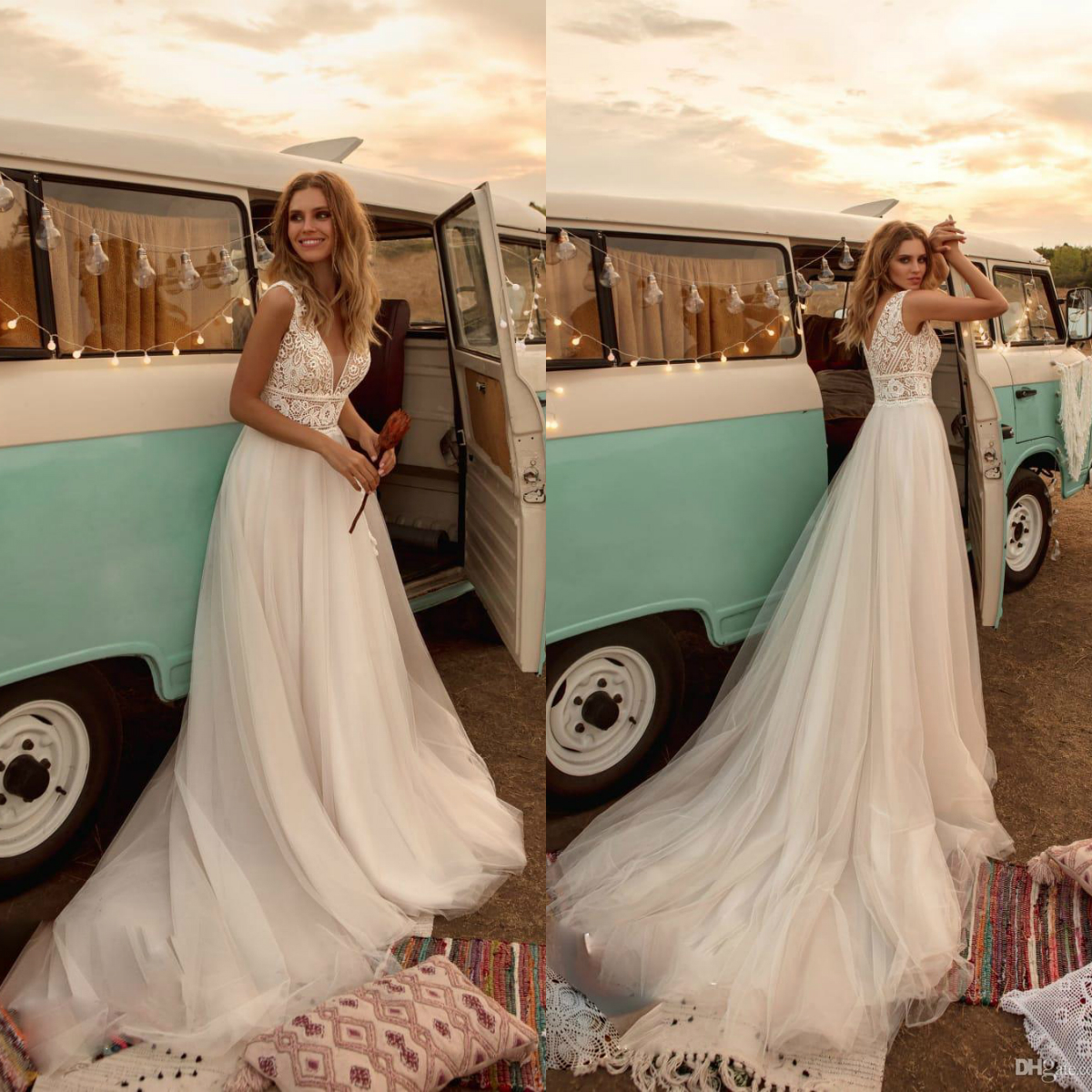 Boho 2020 Wedding Dresses V Neck Lace Appliqued Tulle Bridal Gown Bohemian Country A Line Wedding Dress Robes De Mariée, Ivory
Boho 2020 Wedding Dresses V Neck Lace Appliqued Tulle Bridal Gown Bohemian Country A Line Wedding Dress Robes De Mariée, Ivory