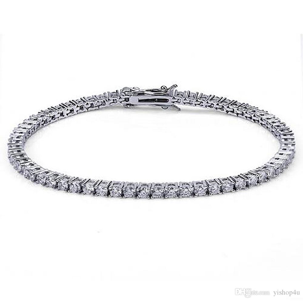 3mm Hip hop tennis chain bracelets cz paved for men women jewelry tennis bracelet mens jewelry gold silver rose gold 7inch 8inch