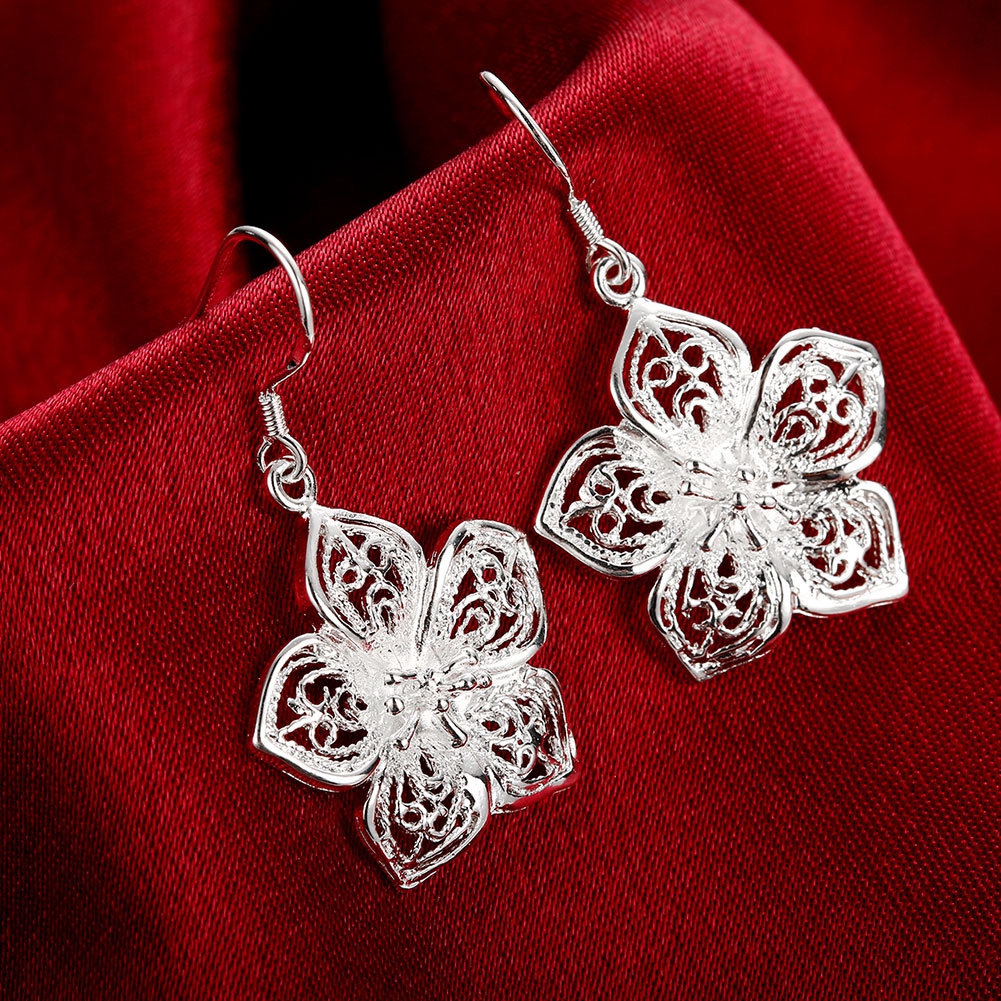 Brand new sterling silver plated Flower earrings DFMSE035,women's 925 silver Dangle Chandelier earrings 10 pairs a lot