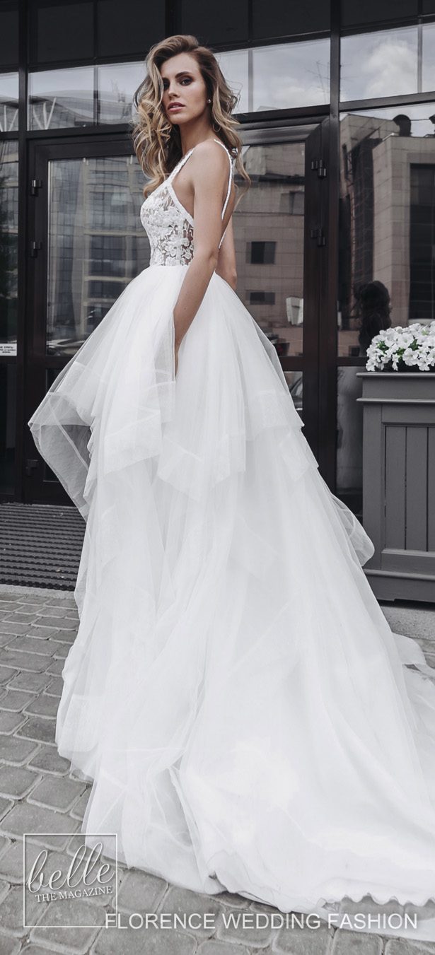 bohemian florence wedding dresses v neck lace ruffles tiered skirts backless bridal gowns plus size beach robe de marie