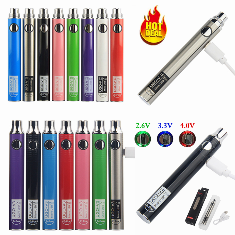 

Original UGO VII 2 V3 Preheating VV 650 900mAh EVOD ego 510 Battery USB Voltage Variable Adjustable Vapor BUD Pre Heat Cartridges Batteries