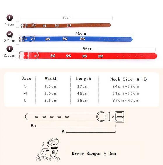 Bone Leather Durable Pet Dog Collar Pet Supplies Accessories Neck Strap Collar For Dog Puppy Pug Collars For Small Large Dogs GA655