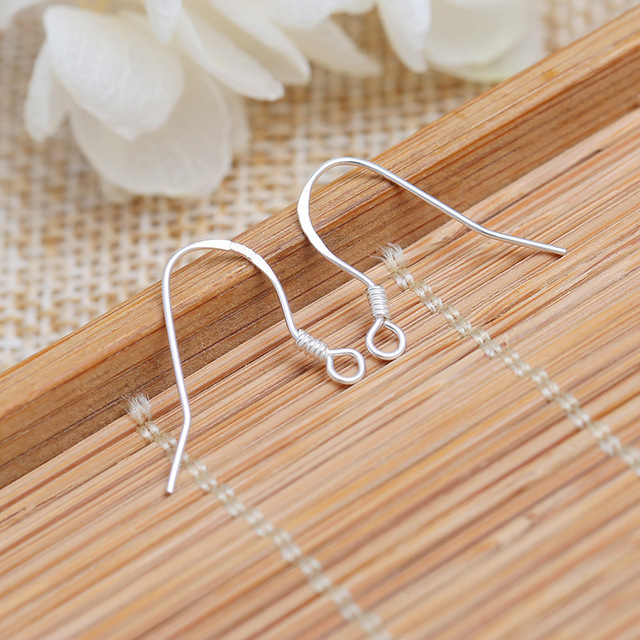 200pcs lot 925 Sterling Silver Earring Findings Hooks Jewelry DIY 15mm Fish Hook Fit Earrings248N