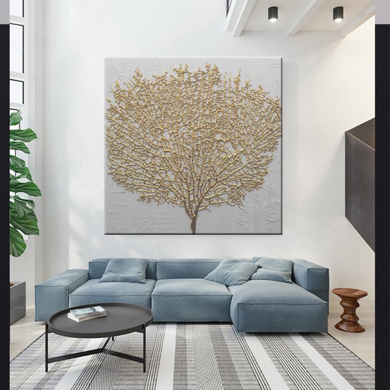 Home Decorative Nordic Style Poster Prints Wall Art Canvas Painting Abstract Golden Tree Modular Pictures Modern for Living Room