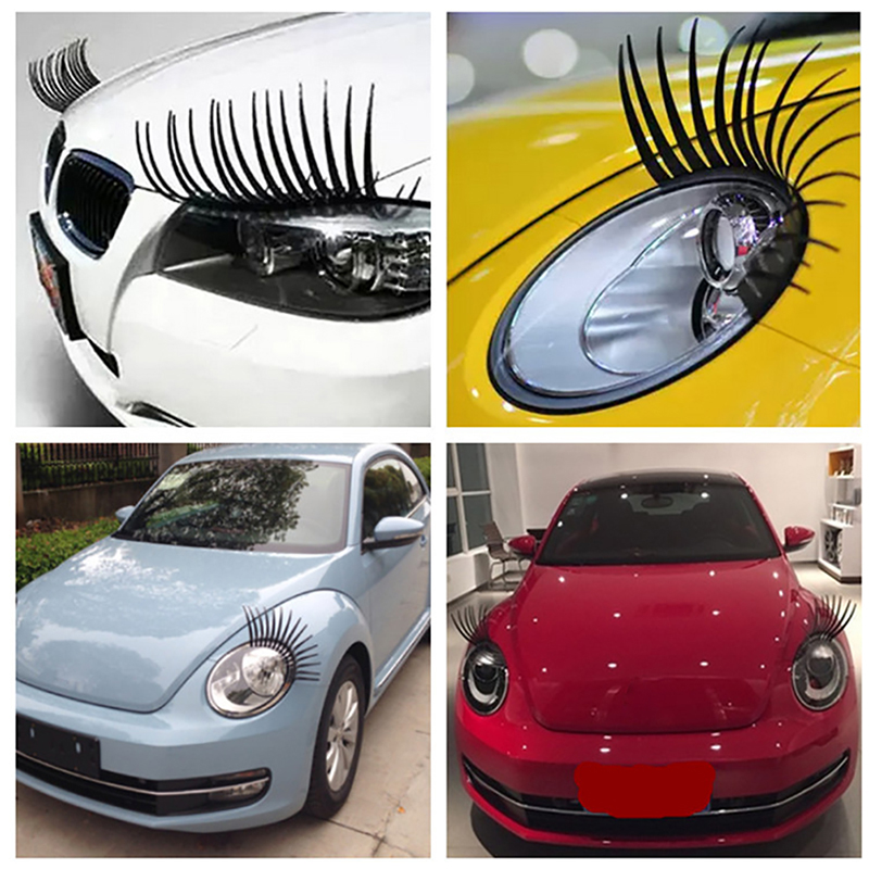 Car 3D Charming Black False Eyelashes Stickers Funny Decal Fake Eyelash Auto Headlight Decoration Cars Accessories