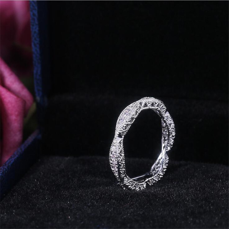2019 New Arrival Handmade Vintage Fashion Jewelry 925 Sterling Silver Hollow 5A Cubic Zirconia CZ Diamond Women Wedding Band Ring For Lovers