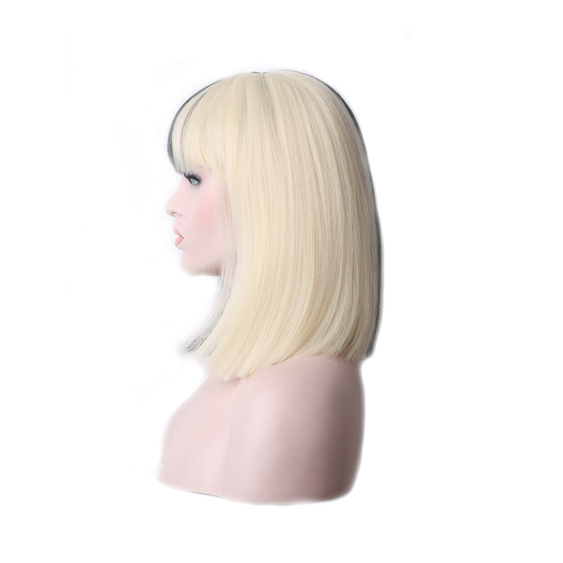 WoodFestival short straight bob wig synthetic black blonde hair heat resistant fiber wigs full bangs women cosplay