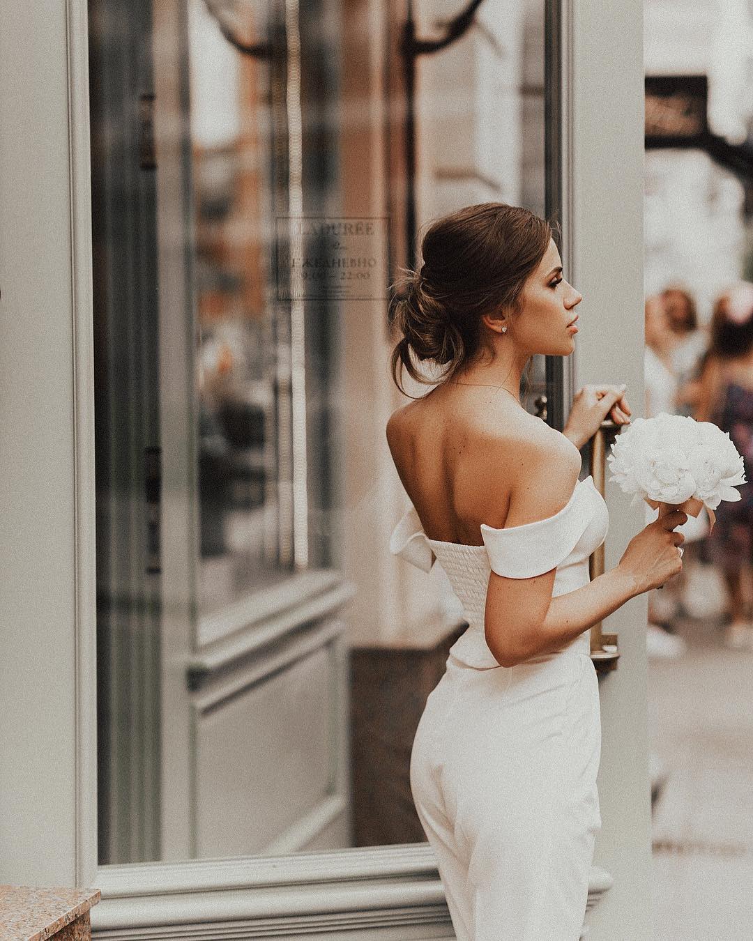 beach off shoulder wedding dresses jumpsuits satin pants custom bridal gowns plus size party dress robe de marie