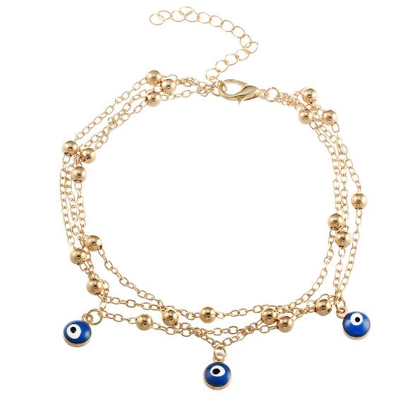 Beach Retro Vintage Fashion Jewelry Accessorines Turkey Evil Eyes Turquoise Beads Warp Chains Anklets Charm Multilayer Bracelets For Women, Golden;silver
Beach Retro Vintage Fashion Jewelry Accessorines Turkey Evil Eyes Turquoise Beads Warp Chains Anklets Charm Multilayer Bracelets For Women, Golden;silver