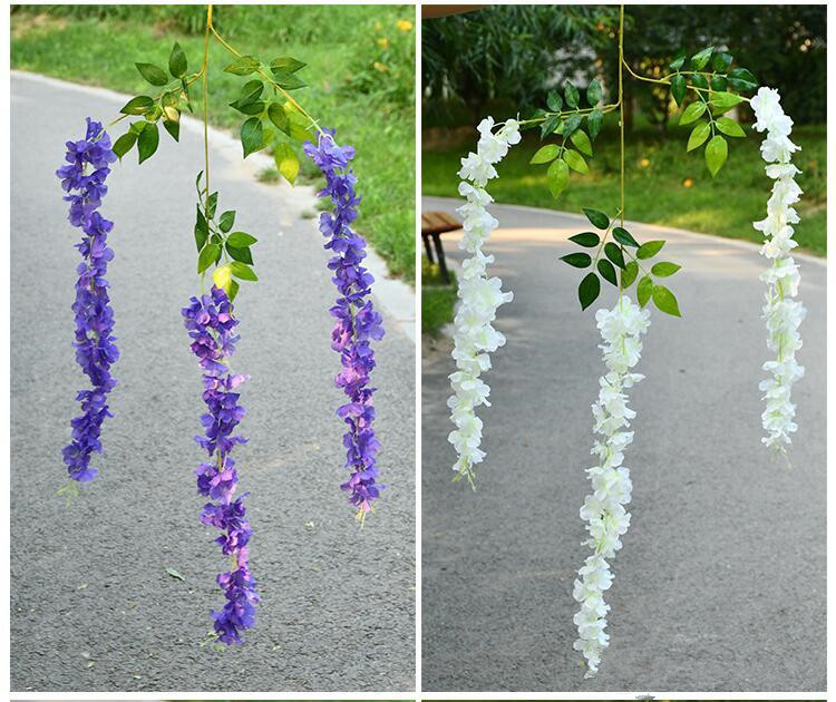 Wisteria wine Elegant Artificial Silk Flower Wisteria Vine Rattan For Wedding Center pieces Decorations Bouquet Garland