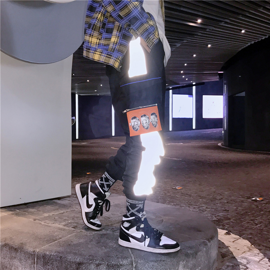 Plus Size Mens Joggers Loose Sweatpants 3M Reflective Strip Harem Casual Nine Pants Male Multi-pocket Streetwear Cargo Pants, Black
Plus Size Mens Joggers Loose Sweatpants 3M Reflective Strip Harem Casual Nine Pants Male Multi-pocket Streetwear Cargo Pants, Black