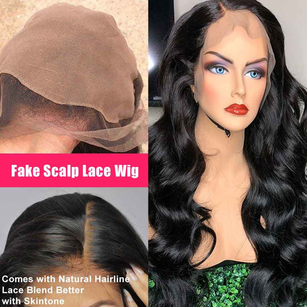 Fake Scalp 13x4 Deep 150 Density Invisible Lace Front Human Hair Wigs HD Transparent Wig Remy Loose Wave