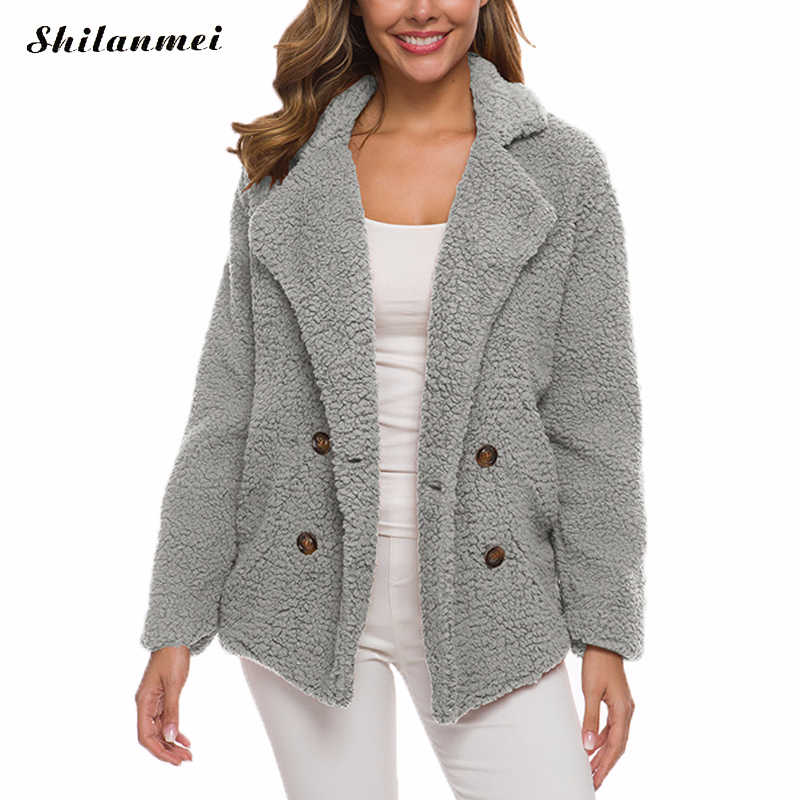 2019 Teddy Coat Plus Size Warm Fleece Autumn Turn-Down Collar Jacket Women Winter Casual Double Breasted Plush Jacket 4XL 5XL, Beige
2019 Teddy Coat Plus Size Warm Fleece Autumn Turn-Down Collar Jacket Women Winter Casual Double Breasted Plush Jacket 4XL 5XL, Beige