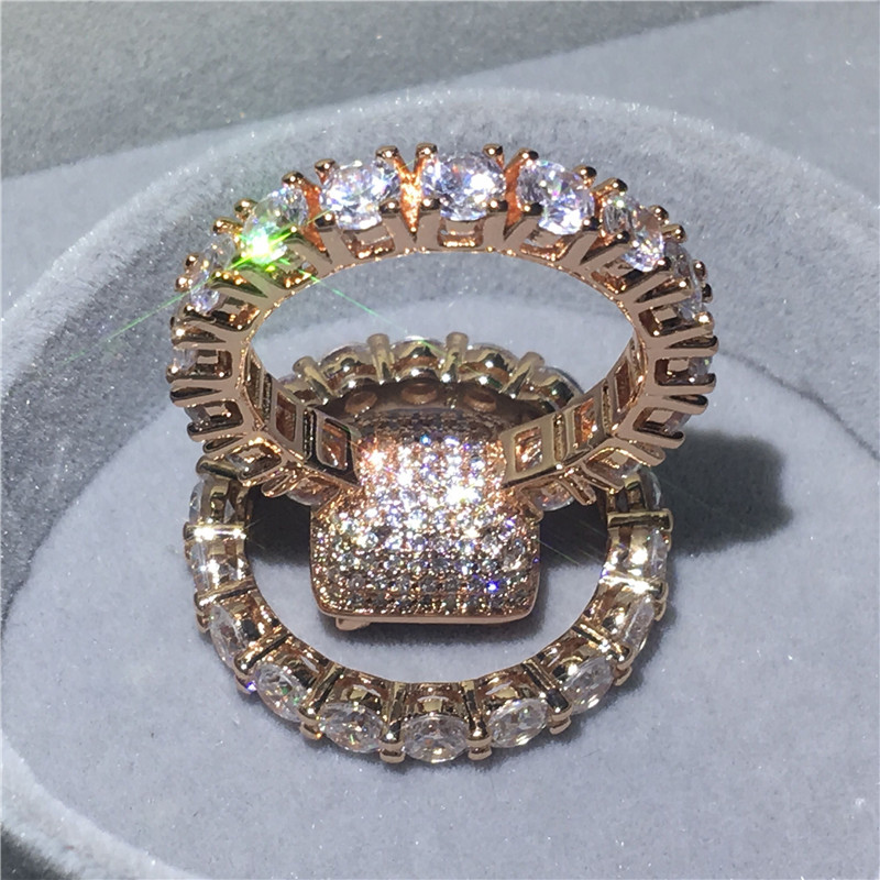 choucong 2018 Vintage ring Diamond Rose Gold Filled 925 silver Engagement Wedding Band Rings set For Women Bridal bijoux
