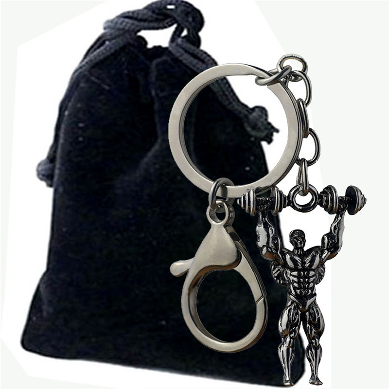 2019 Fashion muscle male dumbbell weightlifting exercise key chain creative man car key chain pendant