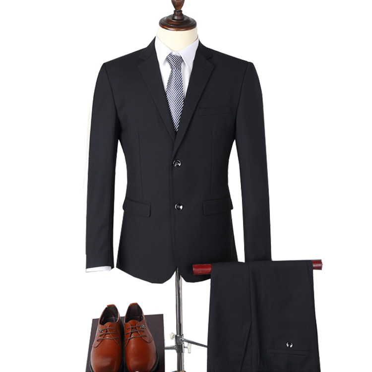2019 Navy Blue Men Wedding Tuxedos Peaked Lapel Groomsmen Formal Suits 2 Pieces Ready To Wear Blazer