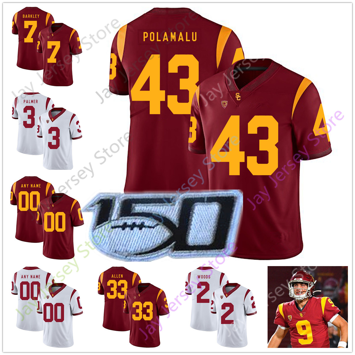 Custom USC Trojans Footbal Jersey College Sam Darnold Ronnie Lott Robert Woods Rhett Ellison Reggie Bush O.J. Simpson Mark Sanchez Marcus A, No extra patch
Custom USC Trojans Footbal Jersey College Sam Darnold Ronnie Lott Robert Woods Rhett Ellison Reggie Bush O.J. Simpson Mark Sanchez Marcus A, No extra patch