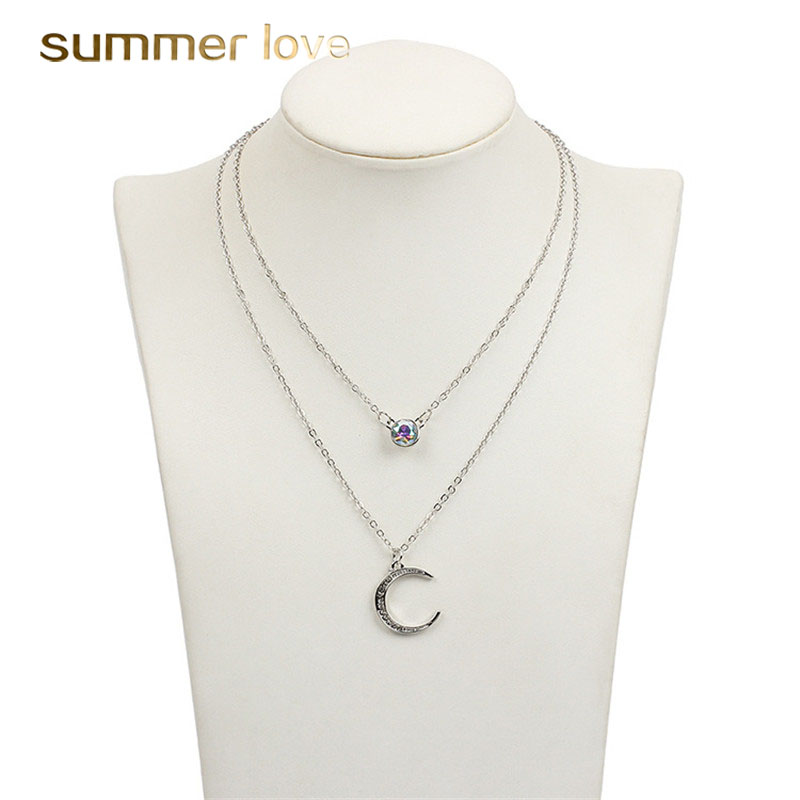 2019 New Rhinestone Crescent Moon Pendant Necklace for Women Girls Bohemia Multilayer Silver Gold Chain Necklace Party Fashion Jewelry
2019 New Rhinestone Crescent Moon Pendant Necklace for Women Girls Bohemia Multilayer Silver Gold Chain Necklace Party Fashion Jewelry