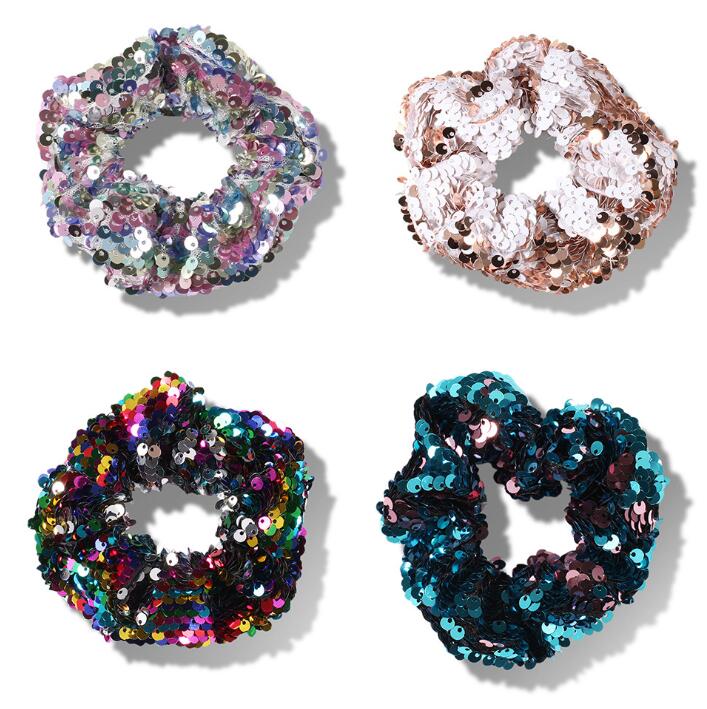 Women Scrunchie Glitter Hair Ties Fashion Sequin Girls Hair Holders Rope Elastic Bands for Women Accessories