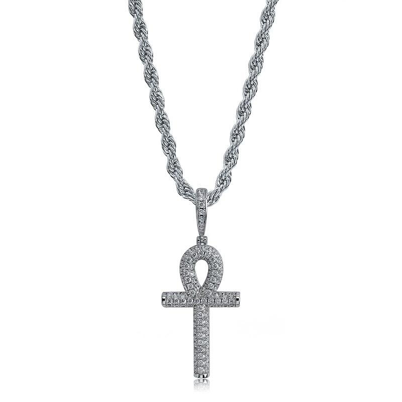 hip hop anhur diamonds pendant necklaces for men women luxury crystal gold silver pendants 18k gold plated ankh chain necklace gifts