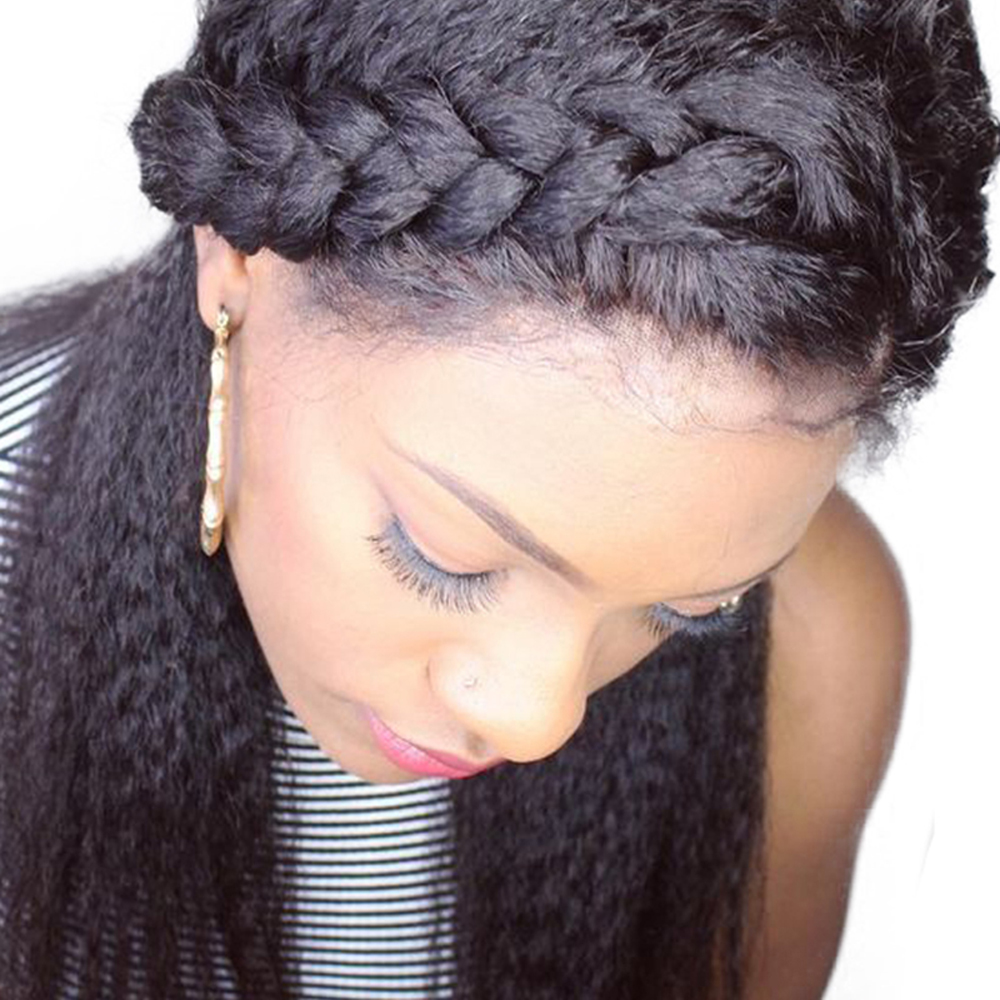 8-20Inch Kinky Straight 360 Lace Frontal Closure Pre Plucked With Baby Hair Brazilian Virgin Human Hair