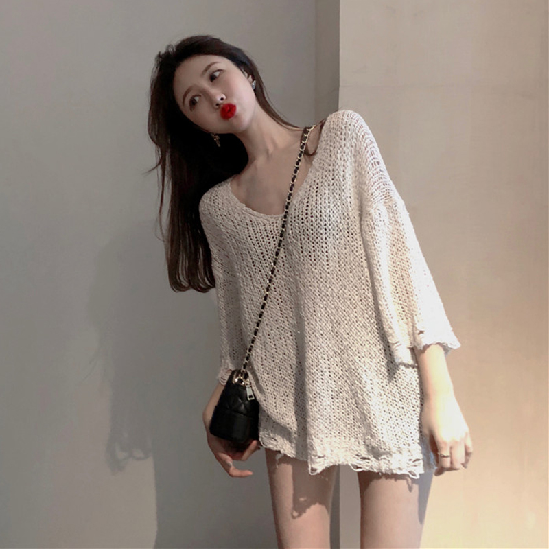 Korean Ulzzang Missoov Designer Style Autumn Fashion Brand V-neck Thin Pullovers Loose Knitted Women Sweater Hollow Out New, Beige
Korean Ulzzang Missoov Designer Style Autumn Fashion Brand V-neck Thin Pullovers Loose Knitted Women Sweater Hollow Out New, Beige