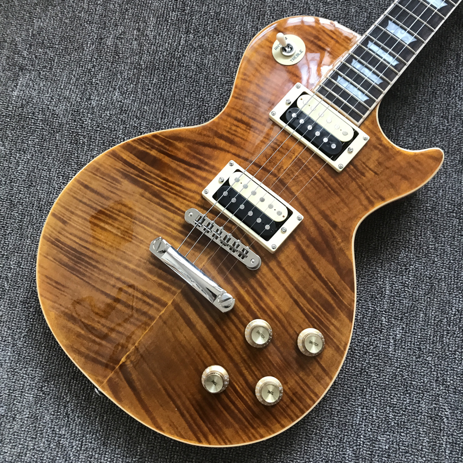 New Manual customization electric guitar, Flame Maple Top, frets cream binding, one piece of neck & body, Tune-o-Matic bridge free shipping
New Manual customization electric guitar, Flame Maple Top, frets cream binding, one piece of neck & body, Tune-o-Matic bridge free shipping