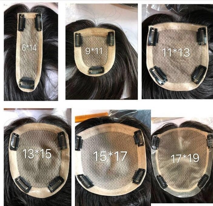 5X6inch Slik Base Top Human Hair Topper For Women Natural Black Color Clip In Toupee 120% Density