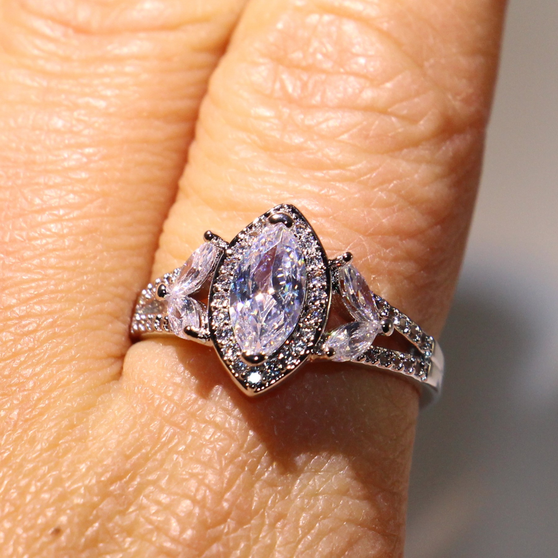 Sparkg Infinity Sterg Sier Marquise White Topaz CZ Dia Eternity Wedding Ring for Women, 2024 Collection