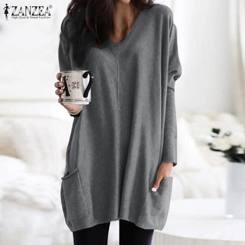 Fashion V Neck Tops Women' Solid Blouse ZANZEA 2020 Casual Long Sleeve Blusas Female O Neck Tunic Fashion Tops Plus Size -5XL, Dark grey
Fashion V Neck Tops Women' Solid Blouse ZANZEA 2020 Casual Long Sleeve Blusas Female O Neck Tunic Fashion Tops Plus Size -5XL, Dark grey
