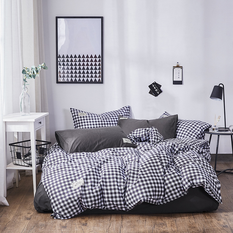 Classic Duvet qulit cover set bed linen flat fitted sheet pillowcase Japanese stripe grid bedding set king Twin white grey, Black white grid
Classic Duvet qulit cover set bed linen flat fitted sheet pillowcase Japanese stripe grid bedding set king Twin white grey, Black white grid
