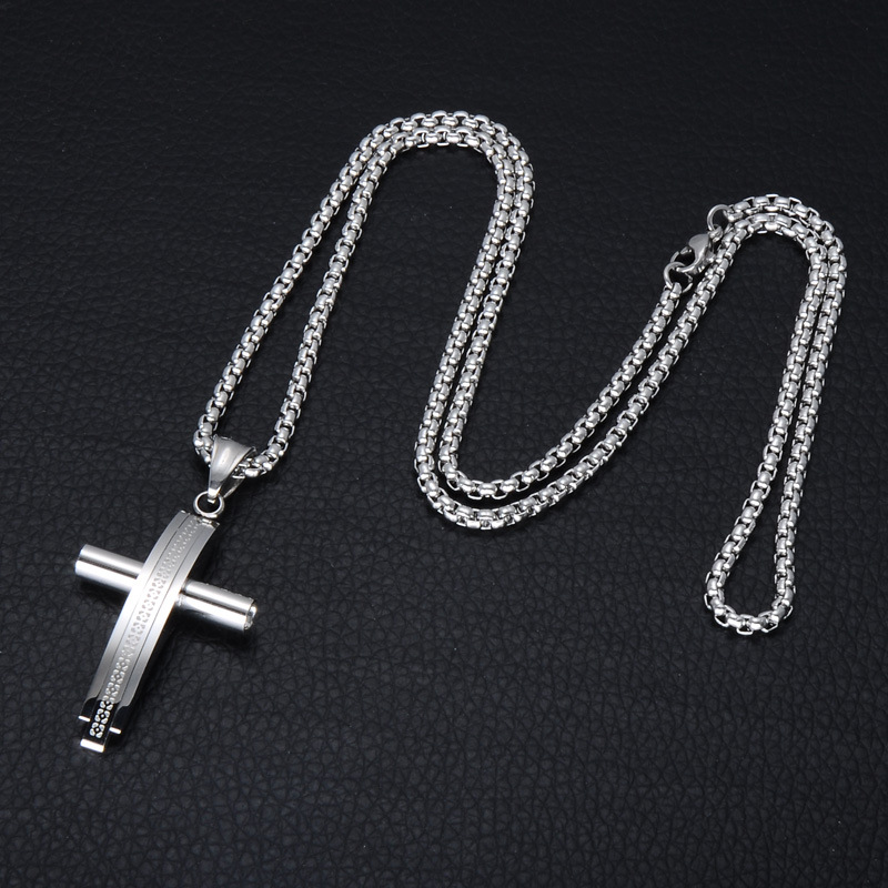Stainless Steel Cross Pendant Necklace 18K Gold Plated Men Women Necklace Christian Jewelry Gold Silver Color