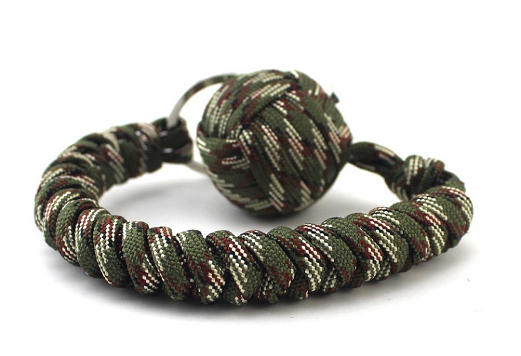 Outdoor Security Protection Black Monkey Fist Steel Ball Key Chain For Girl Camping Self Defense Lanyard Survival Broken Windows T