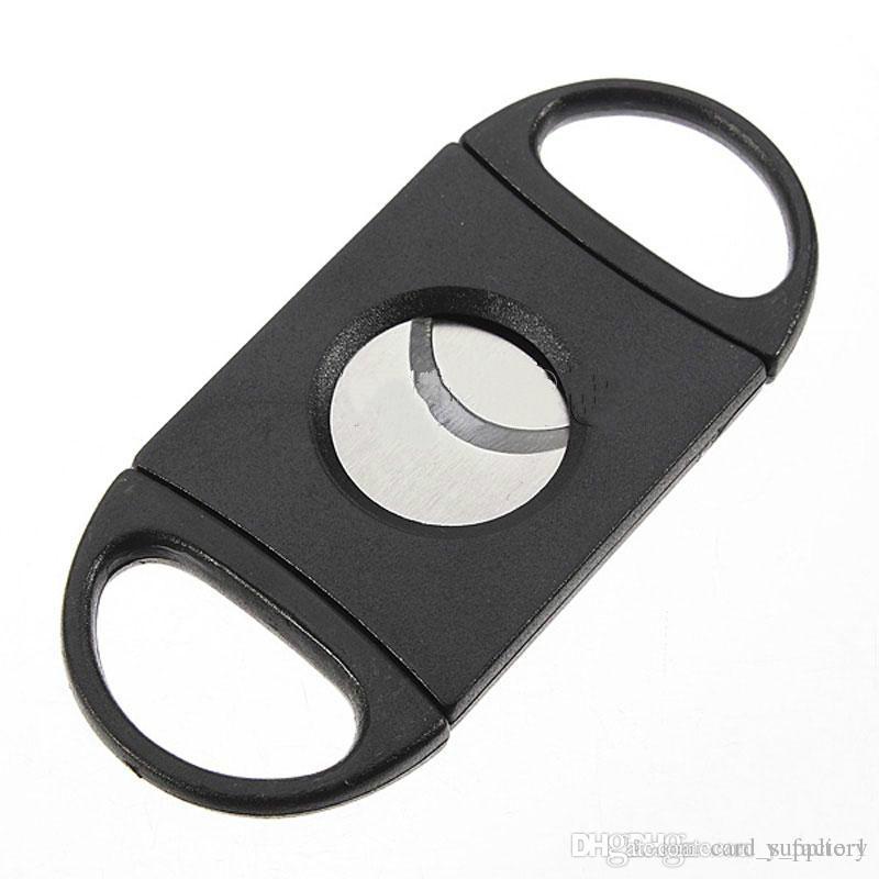 Pocket Plastic Stainless Steel Double Blades Cigars Guillotine Cigar Cutter Knife Scissors Tobacco Black New Smoking Tool1149614