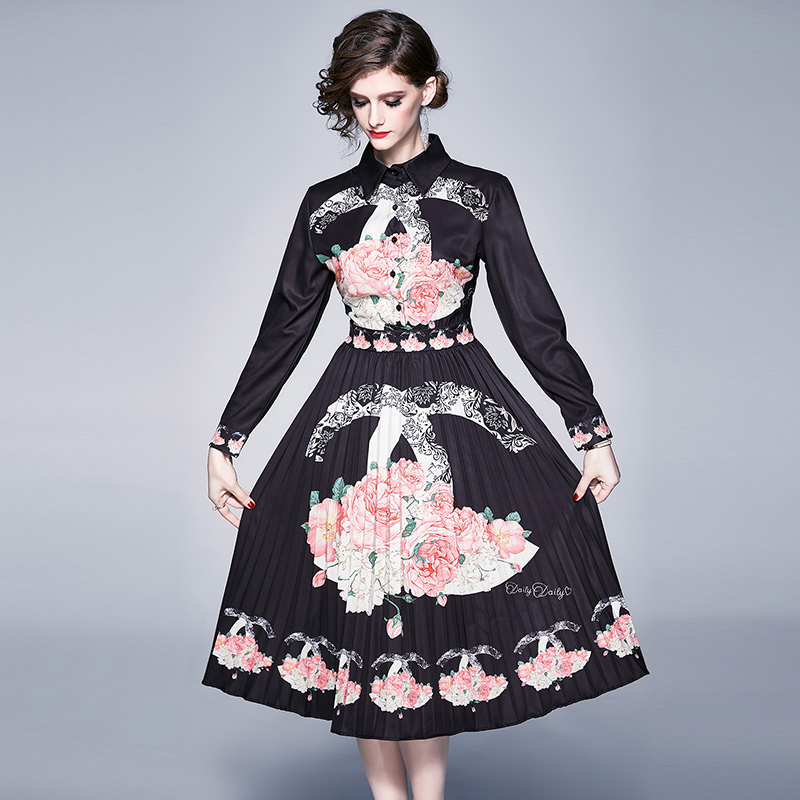New Women's Floral Designer Dresses Fashion Lantern Sleeve Runway Ladies Shirts Knee-Length Dress Plus Size Office Designer Pleated Dress, Black;gray
New Women's Floral Designer Dresses Fashion Lantern Sleeve Runway Ladies Shirts Knee-Length Dress Plus Size Office Designer Pleated Dress, Black;gray