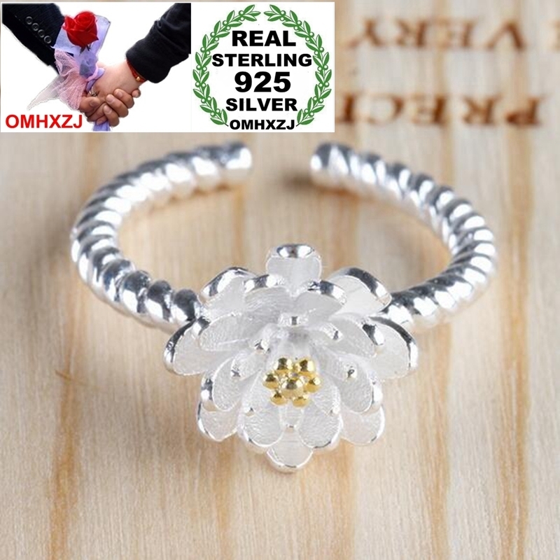 OMHXZJ Wholesale Jewelry Romantic Fashion Sweet Lotus Gift 925 Sterling Silver Golden Female For Woman Girl Resizable Ring RG48
OMHXZJ Wholesale Jewelry Romantic Fashion Sweet Lotus Gift 925 Sterling Silver Golden Female For Woman Girl Resizable Ring RG48