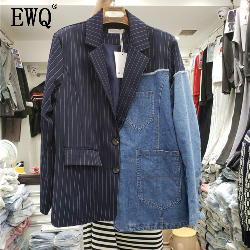 EWQ 2020 New Autumn Women Clothes Patchwork Denim Clothes Notched Collar Contrast Colors Women Blazer oversized WC27805L, Picture color
EWQ 2020 New Autumn Women Clothes Patchwork Denim Clothes Notched Collar Contrast Colors Women Blazer oversized WC27805L, Picture color