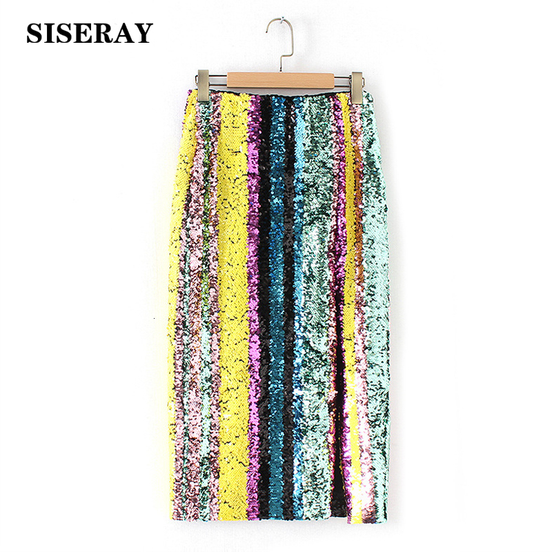 Chic Rainbow Striped Sequin Midi Skirt High Waist Ladies Pencil Skirt Autumn Winter Back Zipper Split Glitter Skirts For Women V191202, Ye llow
Chic Rainbow Striped Sequin Midi Skirt High Waist Ladies Pencil Skirt Autumn Winter Back Zipper Split Glitter Skirts For Women V191202, Ye llow