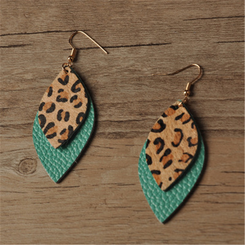 Hot Sale PU Leather Earrings Fashion Leaf Earrings Jewelry Women Accessories Gifts Water Drop Statement Earrings Leopard Eardrop