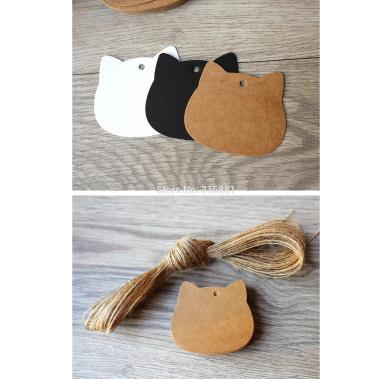 Cat Head Kraft Paper Tags Gift Wrap Labels DIY Wedding Birthday Note Blank Craft Gift Tag 5.2x6.5cm 300pcs/lot